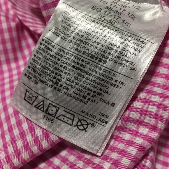 Banana Republic Non Iron Tailored Slim Fit Gingham Plaid Men’s XL Pink White - Picture 7 of 8